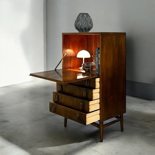 French Walnut Secretary, Denmark, 1950s For Sale - Image 4 of 18