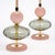 Pair of hand-blown Murano glass lamps featuring unique glass components on a brass structure. In the style of iconic...