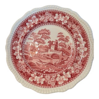 Antique Copeland Spode Red Transferware Ironstone Plate – 10″, England For Sale