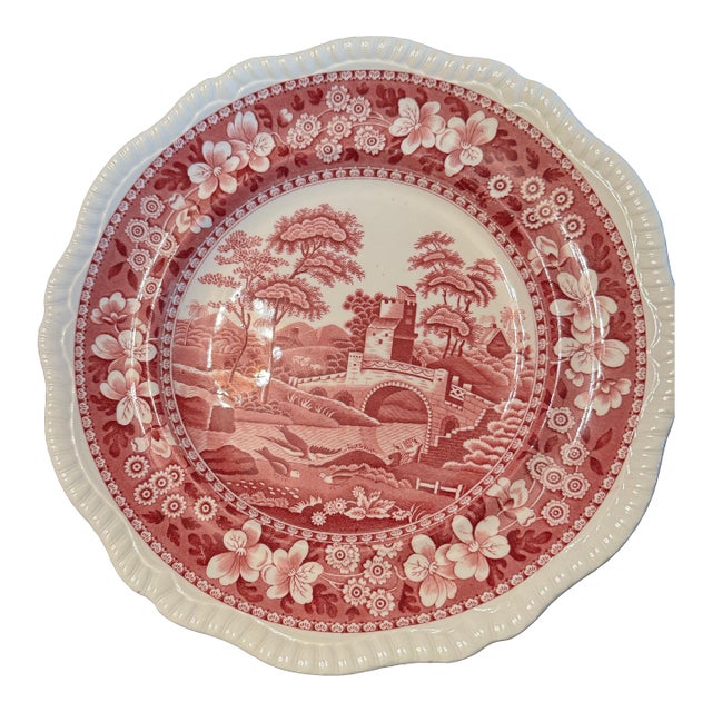 Antique Copeland Spode Red Transferware Ironstone Plate – 10″, England For Sale