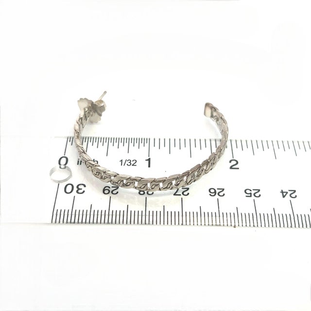 1990s Pair of John Hardy Estate XL 2" Cable Chain Hoop Earrings Silver For Sale In New York - Image 6 of 9