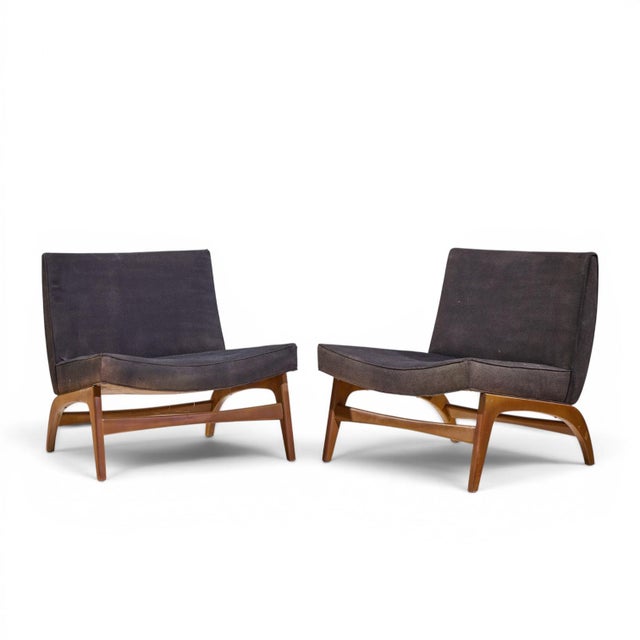 Mid-Century Modern Adrian Pearsall Style Mid Century Walnut Slipper Chairs - Pair For Sale - Image 3 of 12