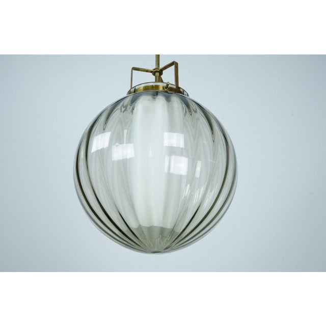 Mid-Century Smoked Murano Glass Pendant with Opaline Diffuser, Italy, 1950s For Sale - Image 11 of 13