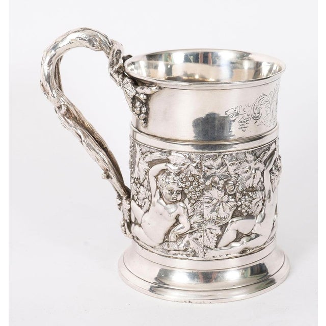 Antique Victorian Silver Plated Embossed and Engraved Mug from G R Collis, 1835 For Sale - Image 12 of 18
