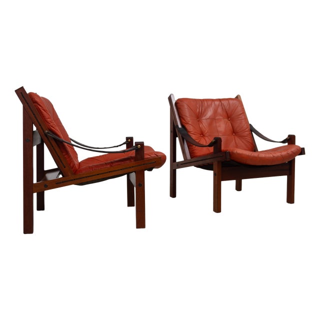 Norwegian Hunter Easy Chairs by Torbjørn Afdal for Bruksbo, 1970s, Set of 2 For Sale