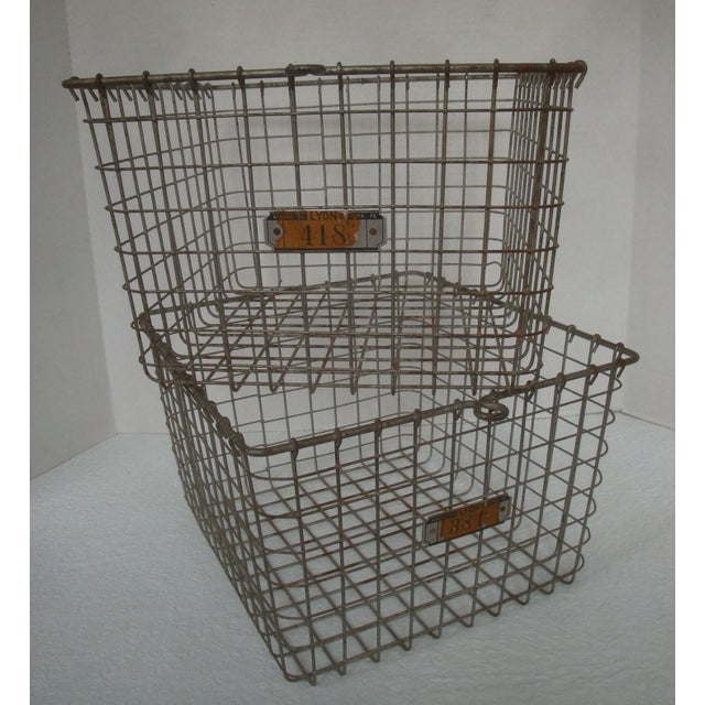 Industrial Wire Gym Locker Baskets For Organizing A Pair Chairish