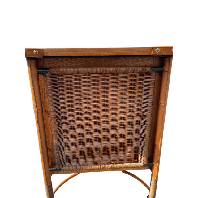 Stitched Leather and Rattan Chest of Drawers by Jacques Adnet, 1955 For Sale - Image 10 of 16