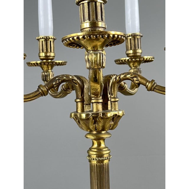 20th Century Louis XVI Five-Light Gilt Bronze Candelabra, Set of 2 For Sale - Image 4 of 13