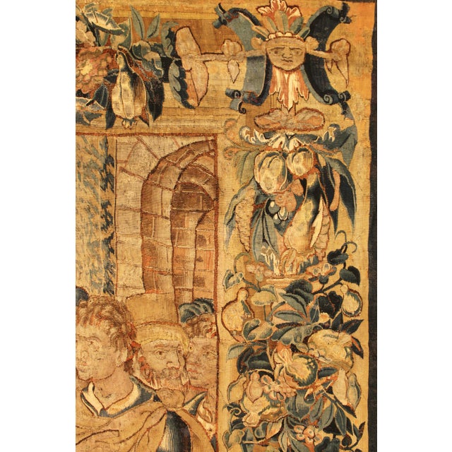 Late 16th Century Flemish Historical Tapestry, Oriented Vertically, with Flowers For Sale - Image 4 of 8