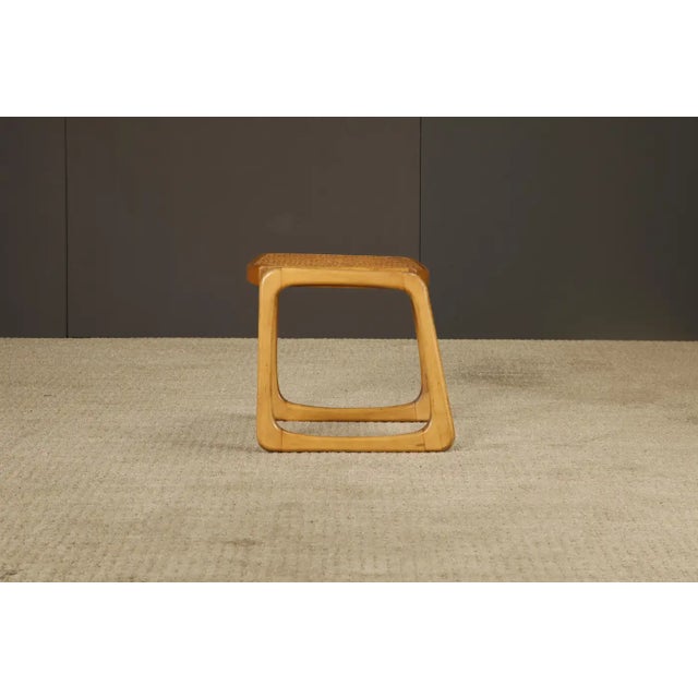 Pair of 1970s Bentwood Chairs & Caned Ottoman by Baumann France, Signed For Sale - Image 11 of 18
