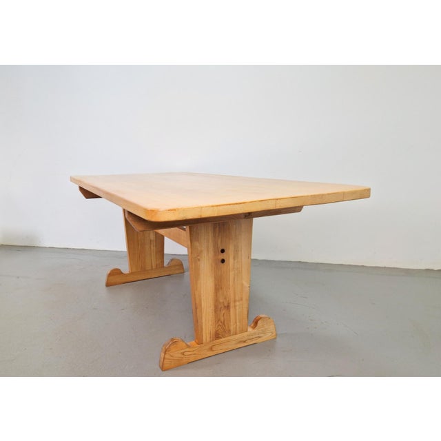 Vintage Danish Dining Room Trestle Table in Elm, 1960 For Sale - Image 3 of 9
