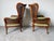 Vintage Coastal Hollywood Regency Style Ethan Allen Faux Bamboo & Cane Wingback Bergère Chairs – A Pair For Sale - Image 9 of 12