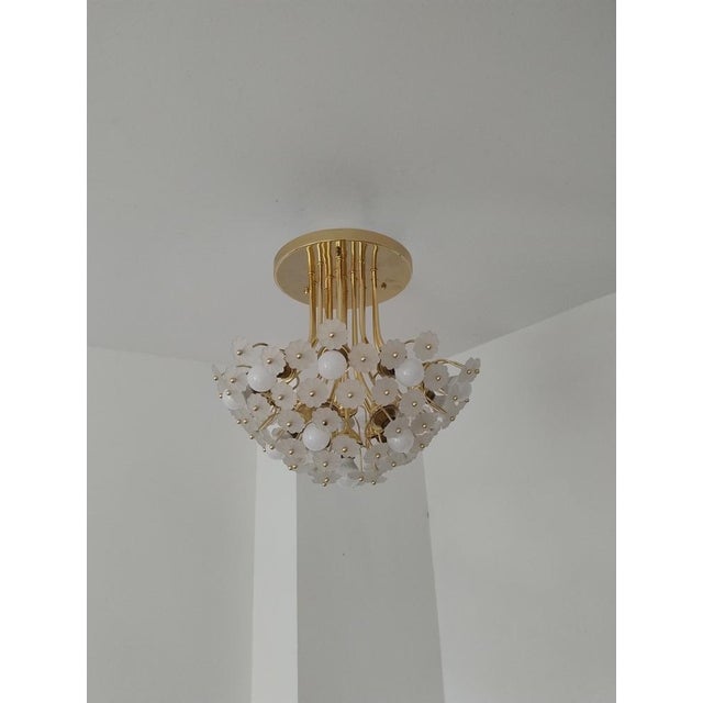 Italian Floral Brass Chandelier, 1970s For Sale - Image 17 of 18