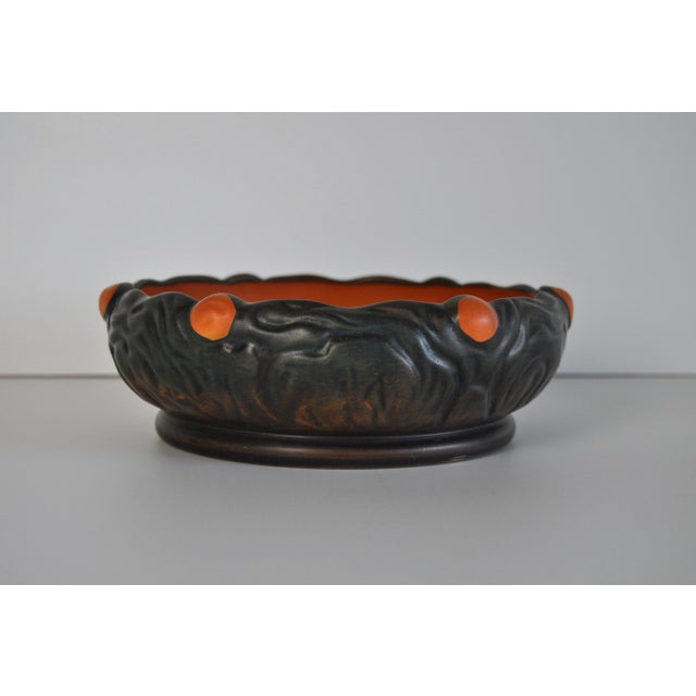 Hand crafted Danish Art Nouveau decorated vase by Thorvald Bindesbøll for P. Ipsens Enke. Very bright orange and brown...