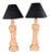 Vintage Hollywood Regency Asian Figural Lamps Style of James Mont W/ Black Tapered Shades - a Pair For Sale