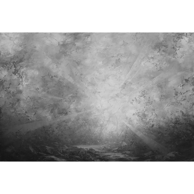 Truth as a Poetic Lie by Todd Carpenter | Oil on Board Abstract landscape with light rays. For Sale