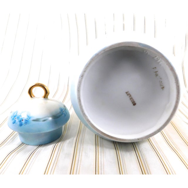 1960s Signed White Chocolate Pot Coffee Pot With Hand Painted Flowers For Sale - Image 9 of 11