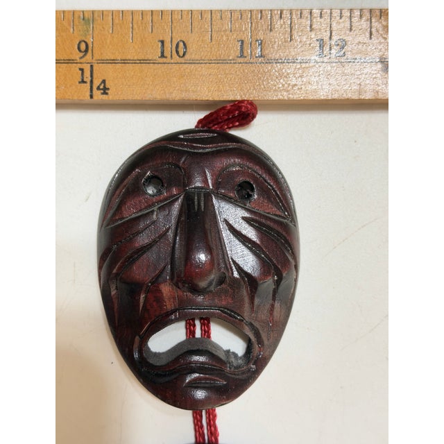 Folk Art Vintage Korean Carved Wood Hahoe Mask Wall Hanging, Set of Five For Sale - Image 3 of 10