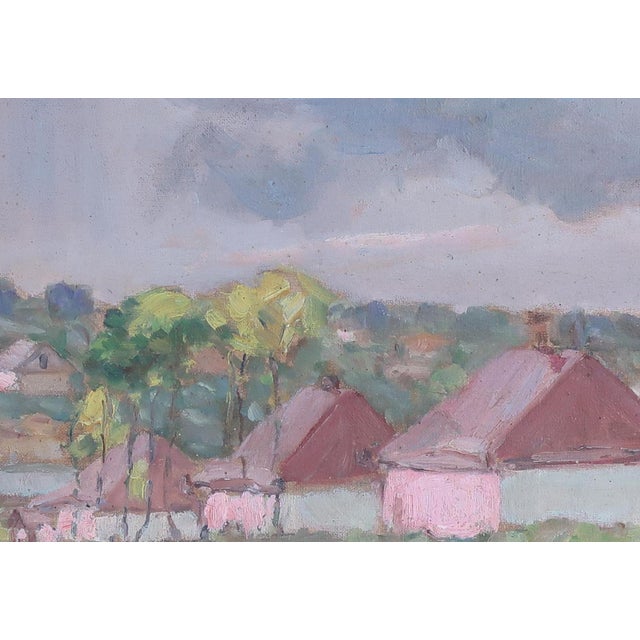 Original Rural Impressionism Oil Painting, Ukrainian Village Art, 1970s 23-33 For Sale - Image 4 of 6