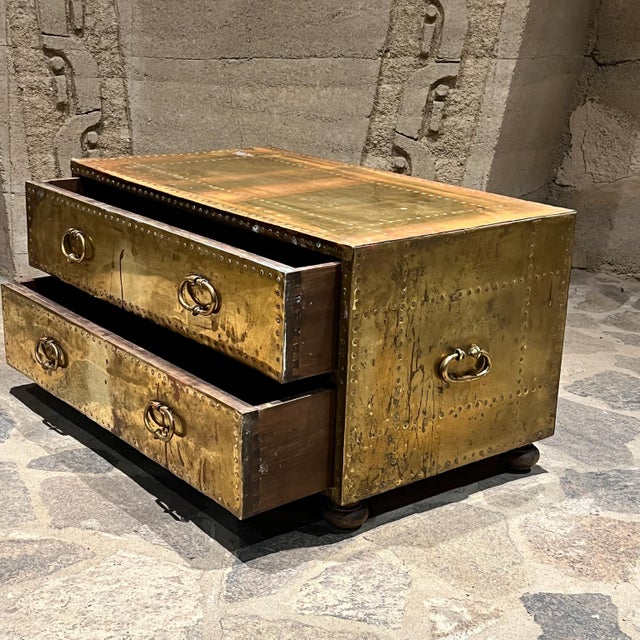 1970s Sarreid Ltd Brass Chest of Drawers Spain For Sale - Image 9 of 12