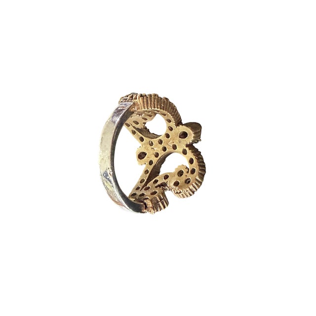 Metal Intage Sterling Silver Ring W/ Natural Emerald and Diamond Size 4 For Sale - Image 7 of 9