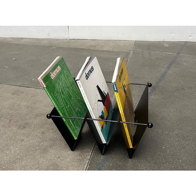 Italian Postmodern Metal Magazine Rack Holder, 1980s For Sale - Image 6 of 18