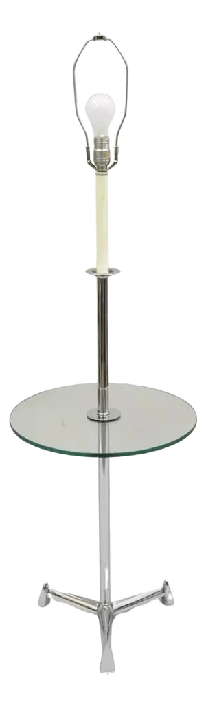 Vintage Mid Century Modern Chrome Space Age Tripod Base Side Table Floor Lamp