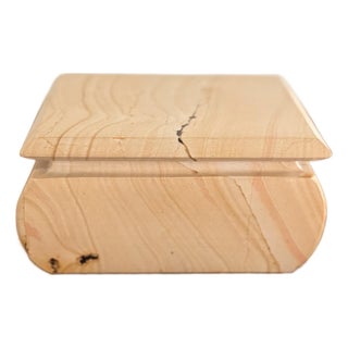 Vintage Travertine Stone Box Handcrafted in Pakistan For Sale