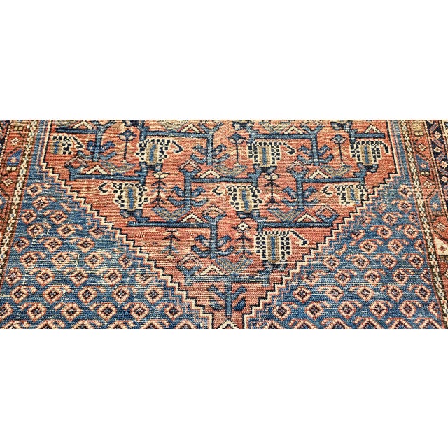 Antique Persian Malayer Rug, Hand-Knotted Wool, Geometric Pattern, 5x7, Blue & Rust-Red For Sale - Image 14 of 15