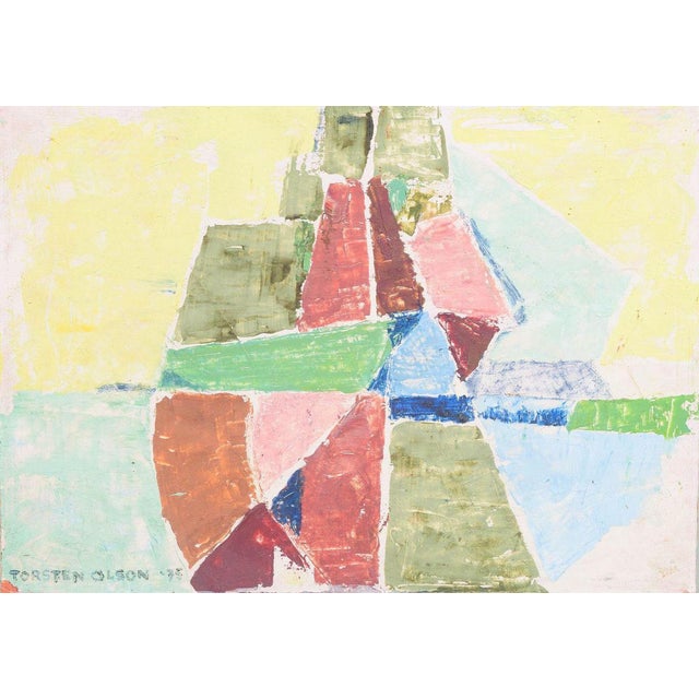 1970s Torsten Hugo Olson, Abstract Composition, 1975, Oil Painting on Panel For Sale - Image 5 of 5