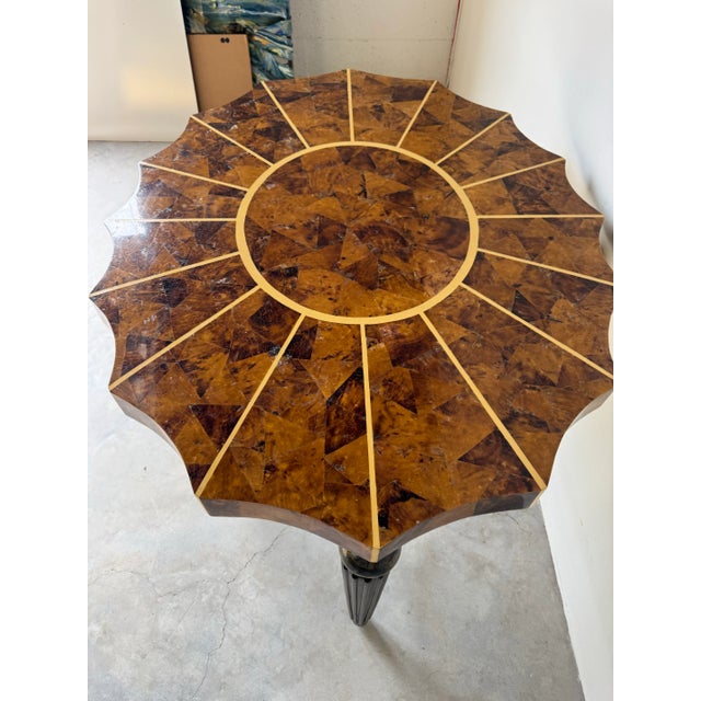1980’s Vintage Maitland Smith - Style Coastal Tessellated Coconut Shell Top Sculptural DiningAAA Table For Sale - Image 11 of 12