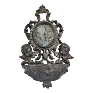 Pre-War Stoup with Angels on the Sides For Sale