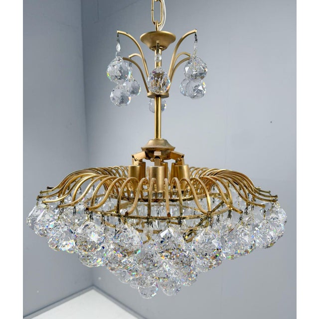 Hollywood Regency Chandelier with Crystal Glass Shades by Ernst Palme, Germany, 1960s For Sale - Image 12 of 18