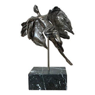 Vintage Bronze Flying Angle Sculpture For Sale