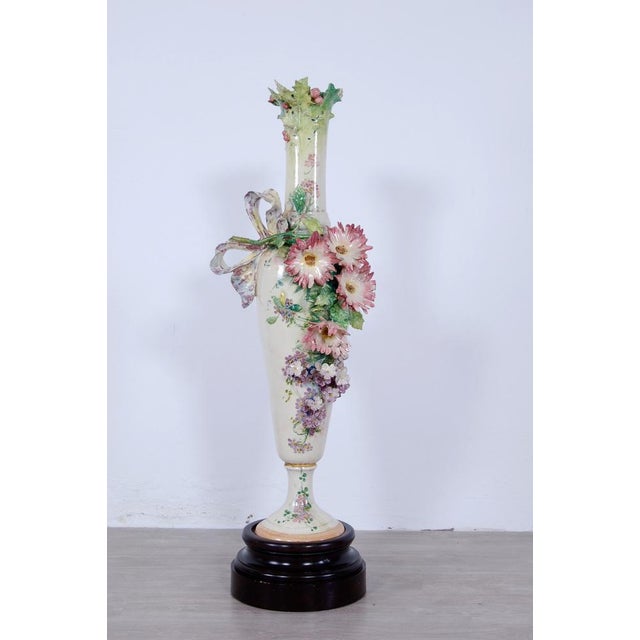 Barbottine White Vase, 1890s For Sale - Image 15 of 15