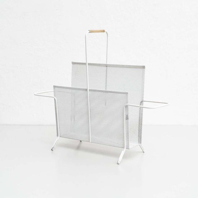 1950s White Lacquered Metal Magazine Holder attributed to Mathieu Matégot, 1950s For Sale - Image 5 of 18
