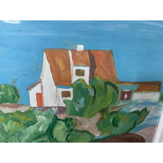 Mid 20th Century Scandinavian Shoreline Landscape Original Acrylic on Canvas For Sale In Raleigh - Image 6 of 17