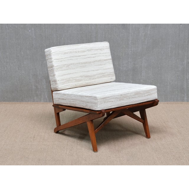 Danish Modern Chairs in Oak and Métaphores Striped Jacquard, 1950s, Set of 2 For Sale - Image 6 of 16