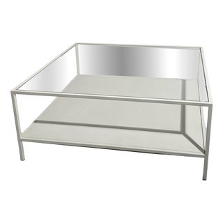 White Lacquered Metal Coffee Table with Double Shelf, 2006 For Sale