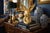 Hand Gilded Distressed Gold Easter Bunny Rabbit Tabletop Decor Sculpture Kindly note photo number two (2) is a digital...