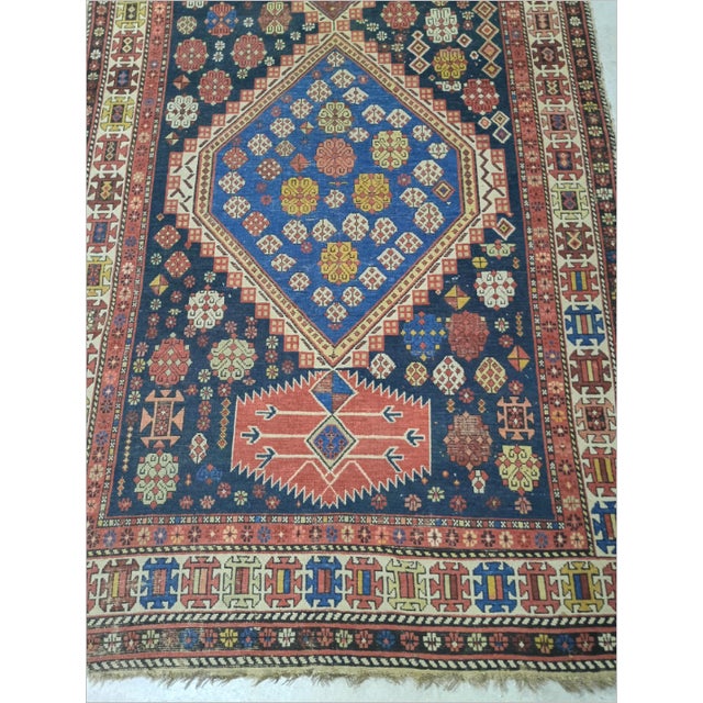 Navy Blue Antique Hand-Knotted Caucasian Gallery/ Runner Rug. For Sale - Image 8 of 18