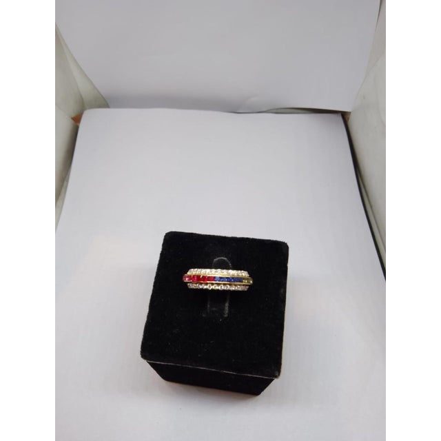 2020s 18k Gold Multi Sapphire 2.1ct & Diamond 1.49ct Cocktail Ring, New For Sale - Image 5 of 8