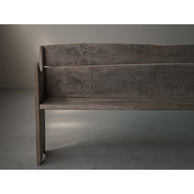 Rustic Wood Farm Bench, France, 1800s For Sale - Image 5 of 17
