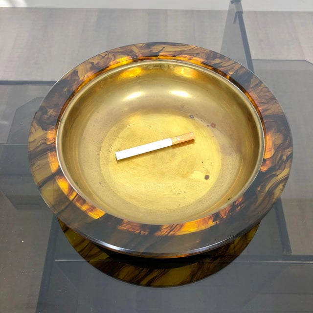 1960s Tortoiseshell Acrylic & Brass Centerpiece Plate, 1960 For Sale - Image 5 of 9