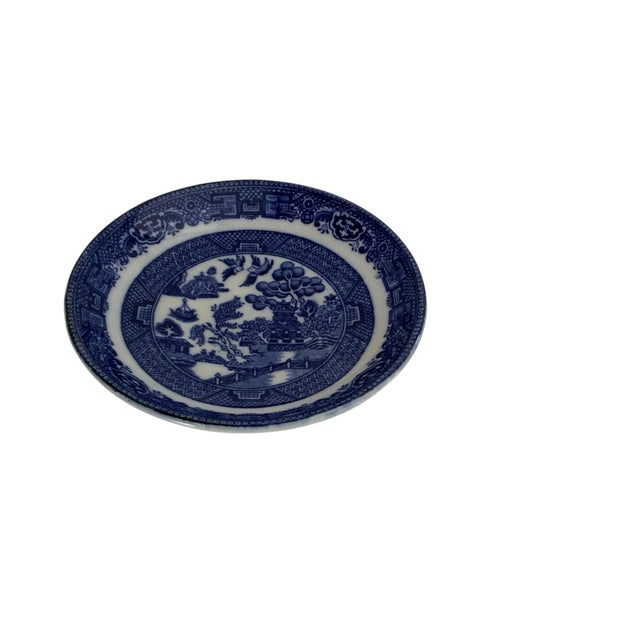 Antique Allertons Blue Willow Transferware Demitasse Espresso Cup &amp; Saucer Made in Staffordshire England 1929-1942....