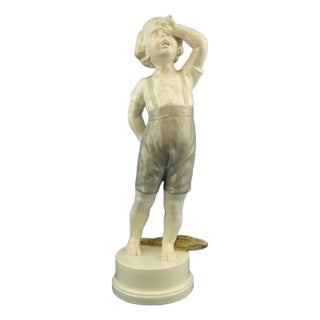 Very Large Ceramic Sculpture of a Crying Child by Albertbdominique Rozé for Goldscheider, Austria, 1900s For Sale