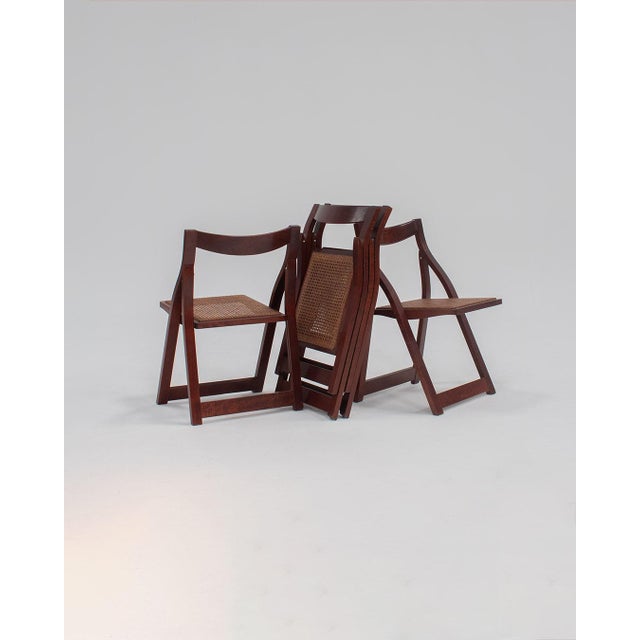 Brown Wooden Folding Chairs in the style of Aldo Jacober, Set of 4 For Sale - Image 8 of 11