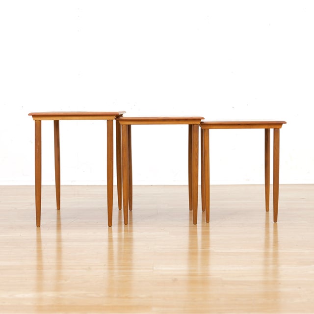 Brown 1960s Mid Century Danish Nest of Tables For Sale - Image 8 of 11