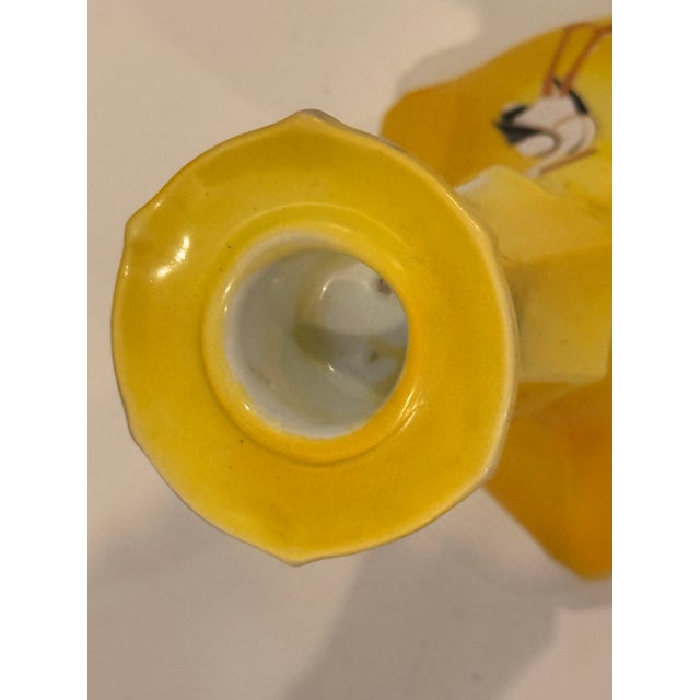 Antique Royal Bayreuth Bavarian Yellow Porcelain Stork Candlestick & Trinket Dish/Ashtray Set - 2 Pieces For Sale In Dallas - Image 6 of 12