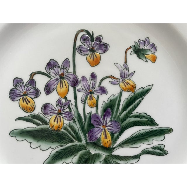 White Vintage Botanical Porcelain Plates Decorative Flowers For Sale - Image 8 of 11